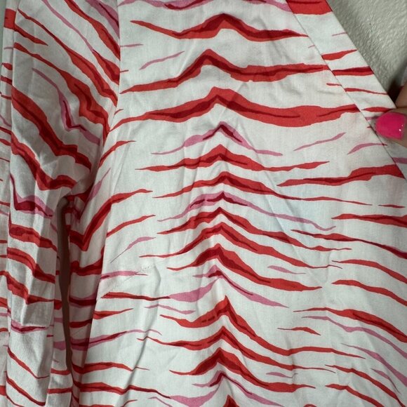Persifor Brie Dress Size Medium Zebra Pink Tunic Neck Fringe Coverup Preppy NWT - Picture 3 of 12